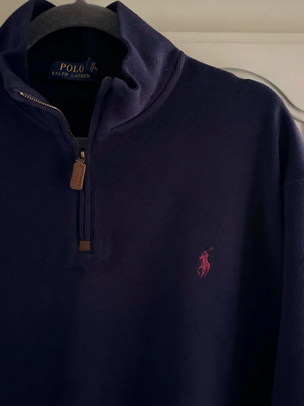 POLO Ralph Lauren Ribbed Knit 1/4 Zip Sweater Pullover | Navy Blue | Size XXL